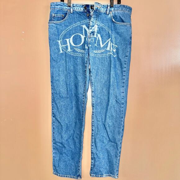 Boohoo Men's Homme Design Blue Denim Straight Jeans - Size 36 - Picture 1 of 8